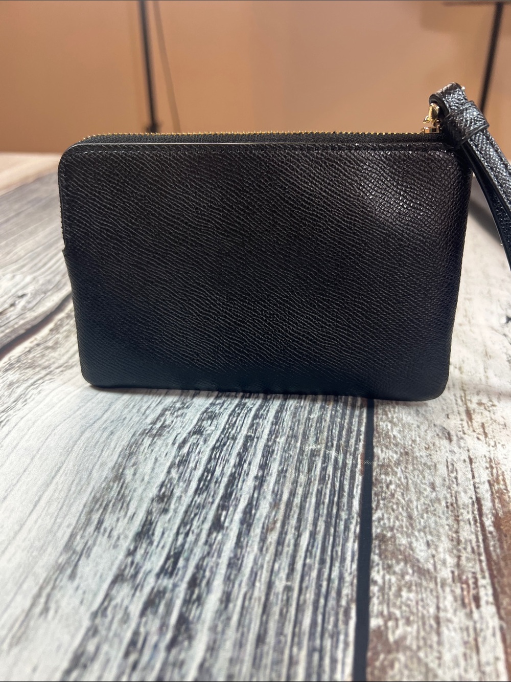 Coach Black Pebbled Leather Zip Pouch with Gold Logo - Picture 3 of 11